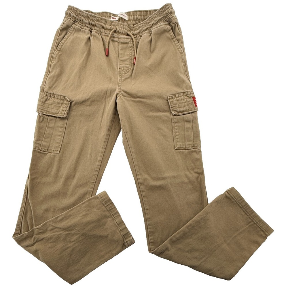 Levis Kids Size 12 Tan Cargo Pants Elastic Waist Drawstring‎ Boys